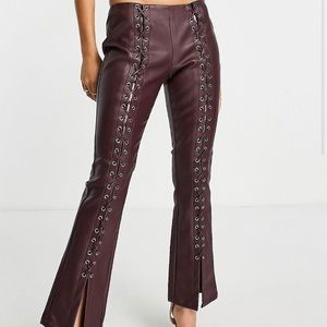 ASOS petite leather lace up pants